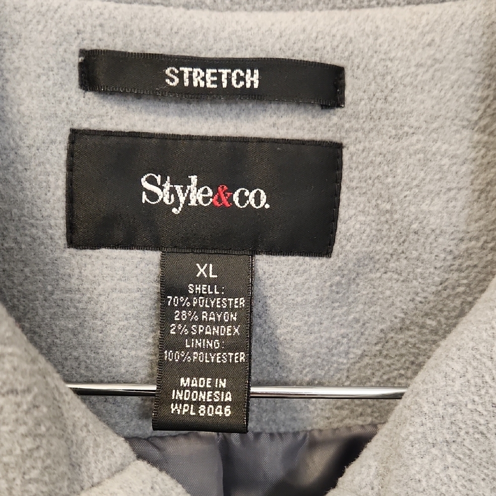 Style & Co Women’s Double‑Breasted Military Pea Coat – Light Gray‎ – Size XL - Picture 3 of 10